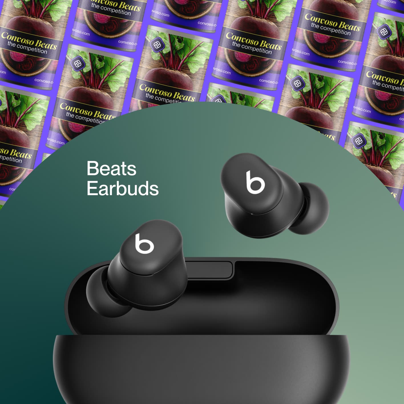 Beats earbuds with Convoso branding