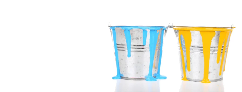 Blue and Yellow Paint Bucket