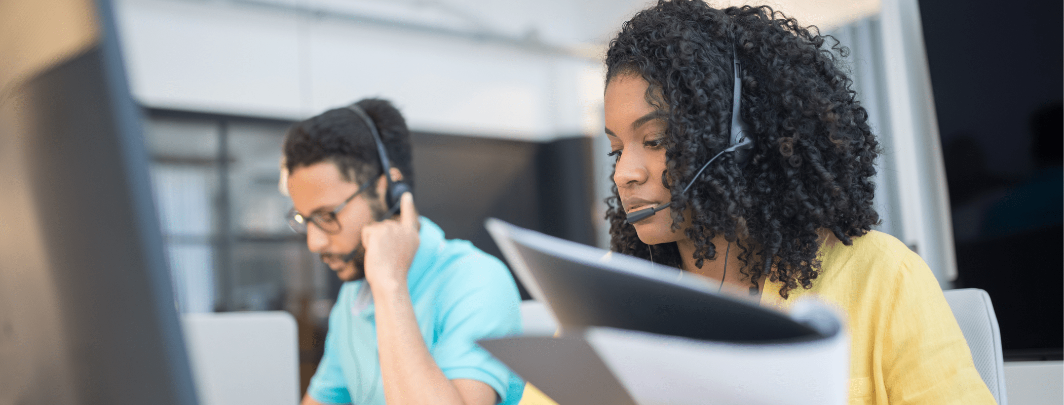 Two Call Center Employees